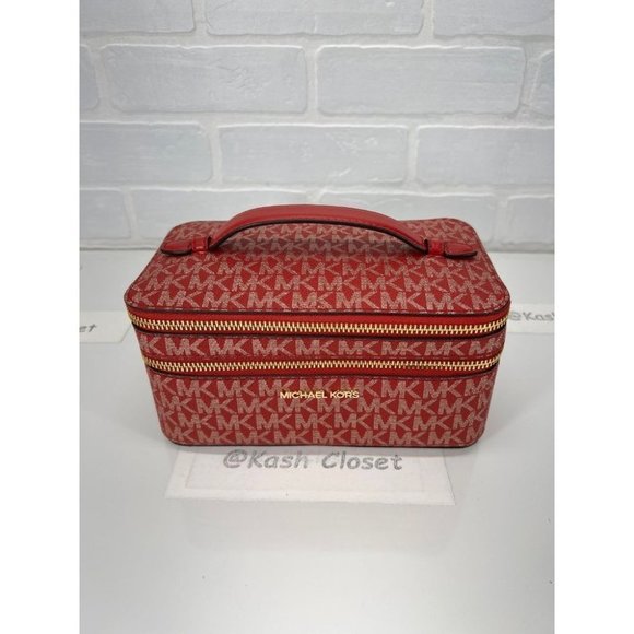 Michael Kors Jet Set Double Zipper Travel Case Chili Multi - Picture 4 of 11